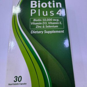 Biotin Plus4. Біотин плюс 4. 30 капсул. Біотин 10000мкг, вітаміни D3, Е, цинк, селен. Biotin 10000mcg, Vit D3, Vit E, Zinc, Selenium