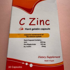 C Zinc. 30 твердих желатинових капсул. Харчова добавка. Сприяє підтримці імунної системи. Dietary Supplement. Supports maintenance of the immune system