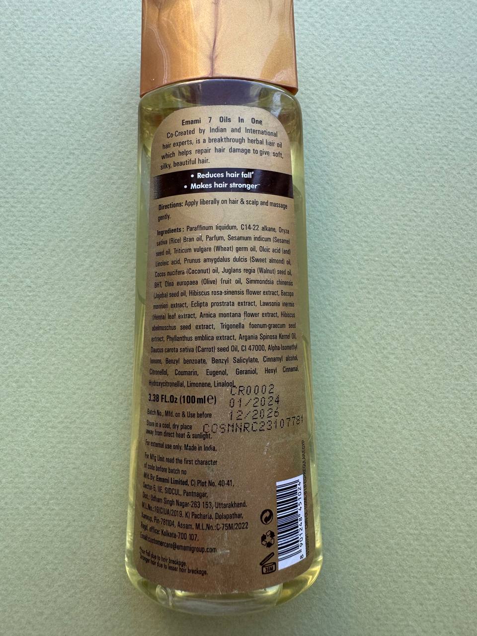 Emami. 7 масел в одному. 100 мл. Олія для пошкодженного волосся. 7 oils in one. Damage Control Hair Oil - Зображення 2