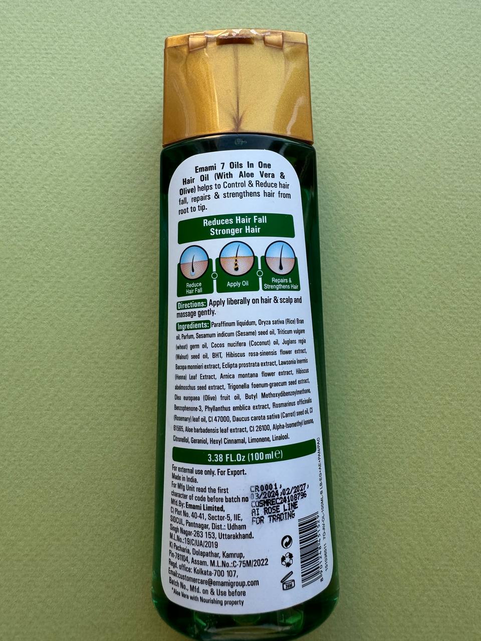 Emami. 7 масел в одному з алое віра. 100 мл. Олія для контролю випадіння волосся. 7 oils in one with Aloe Vera. Hair Fall Control Hair Oil - Зображення 2