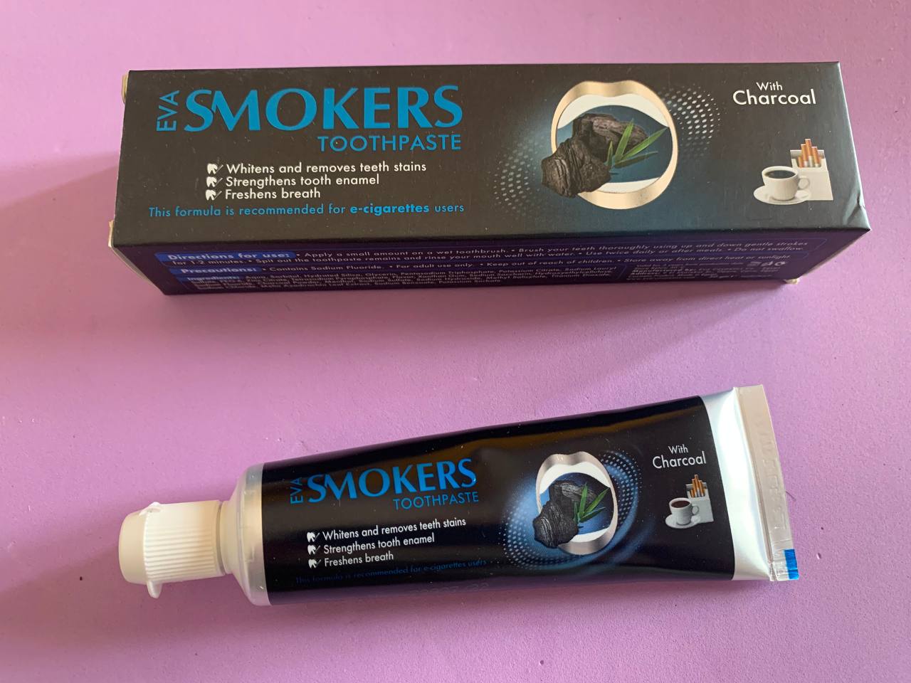 Зубна паста Eva Smokers з вугіллям. 50 мг Toothpaste with Charcoal