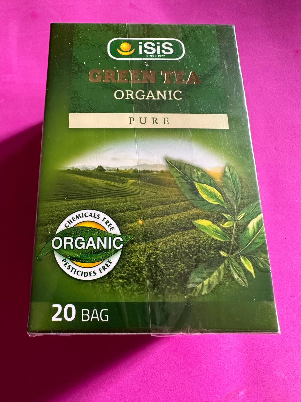 Чистий органічний зелений чай ISIS. 20 пакетиків (приблизно 40 г) Pure Organic Green Tea