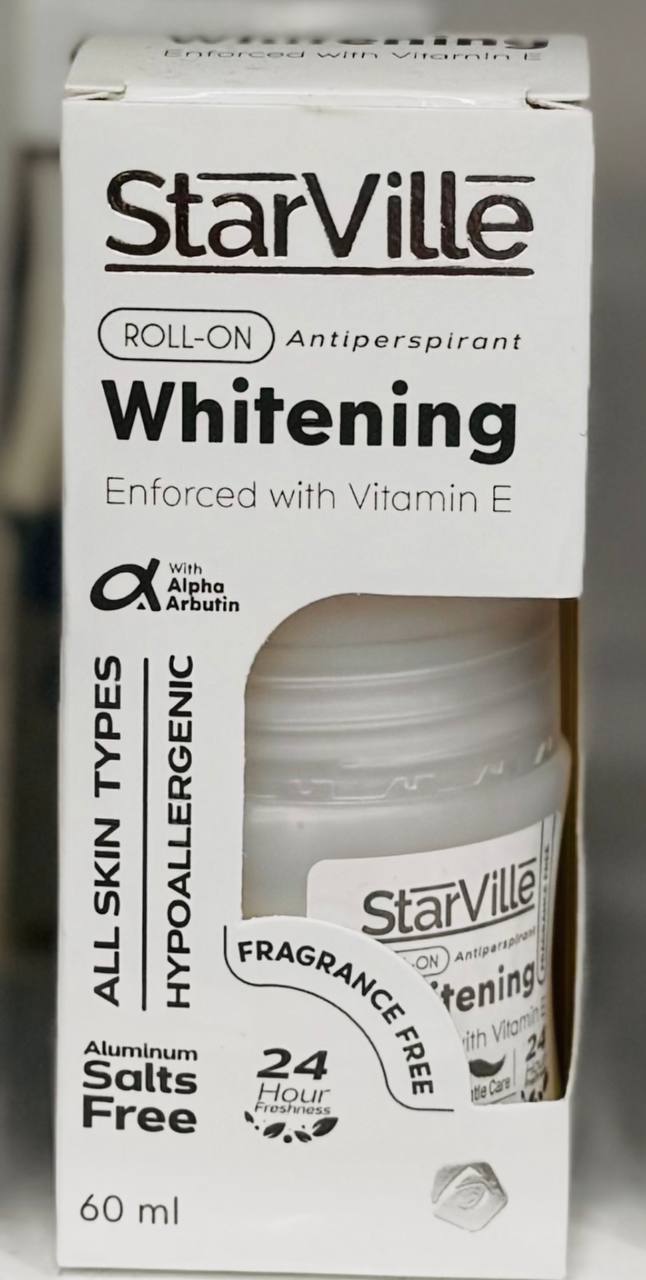 StarVille. Роликовий антиперспірант. Відбілювання. Без запаху. 60мл. Roll-on antiperspirant. Whitening. Fragrance free