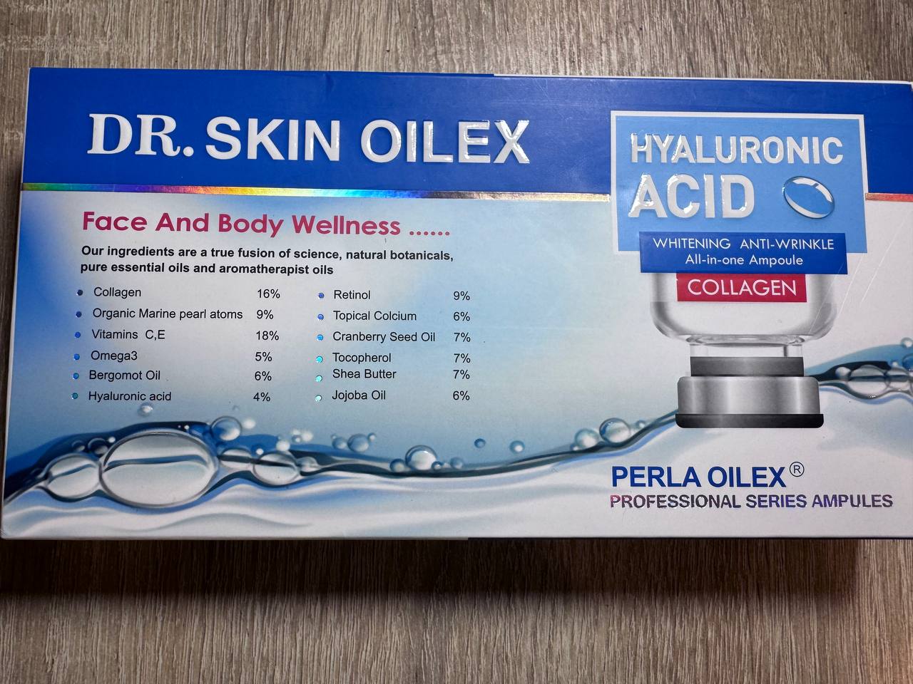 Dr. Skin (Perla) Oilex. Гіалуронова кислота та колаген. 5 ампул професійної серії. Hyaluronic Acid and Collagen