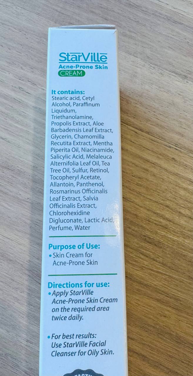 StarVille. Крем для шкіри, схильної до акне, з олією чайного дерева. 60г. Acne Prone Skin Cream with tea tree oil - Зображення 2