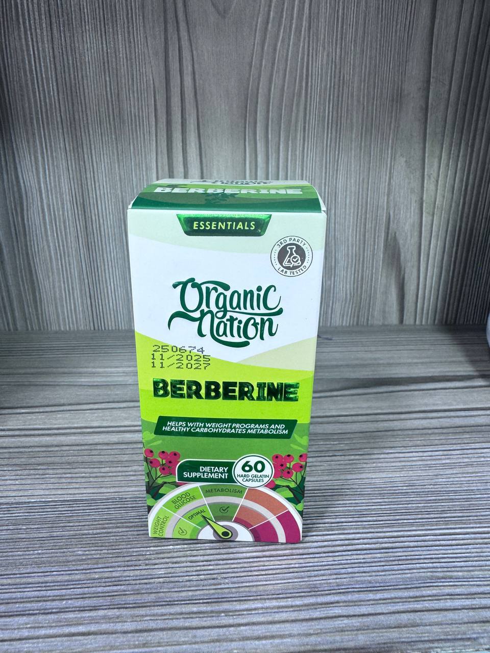 Organic Nation. Berberine 400mg. Берберин 400мг. 60 капсул