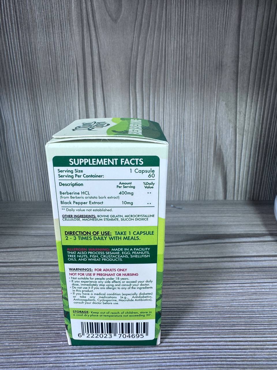 Organic Nation. Berberine 400mg. Берберин 400мг. 60 капсул - Зображення 2