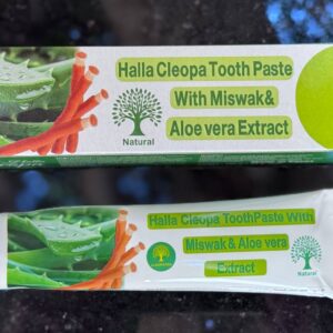 Halla Cleopa. Зубна паста з місваком та екстрактом алое вера. 100г плюс 50г. Toothpaste with miswak and Aloe Vera extract