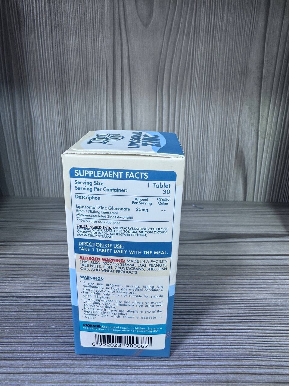 Organic Nation. Liposomal Zinc. Ліпосомальний цинк 25мг. 30 таблеток - Зображення 2