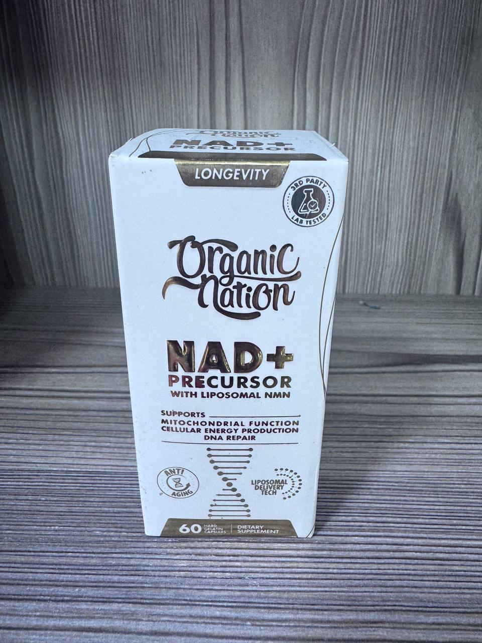 Organic Nation. NAD plus precursor with liposomal NMN. NAD плюс прекурсор з ліпосомальним NMN 100мг. 60 капсул