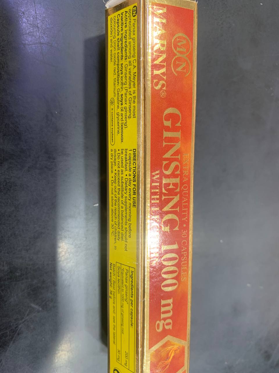 Marnys. Женьшень з лецитином. 1000мг. 30 капсул. Ginseng with lecithin - Зображення 2