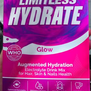 Limitless Hydrate. Сяйво. Суміш для напою з електролітами для здоров'я волосся, шкіри та нігтів. 6 стіків. Glow. Electrolyte Drink Mix for hair, skin and nails health