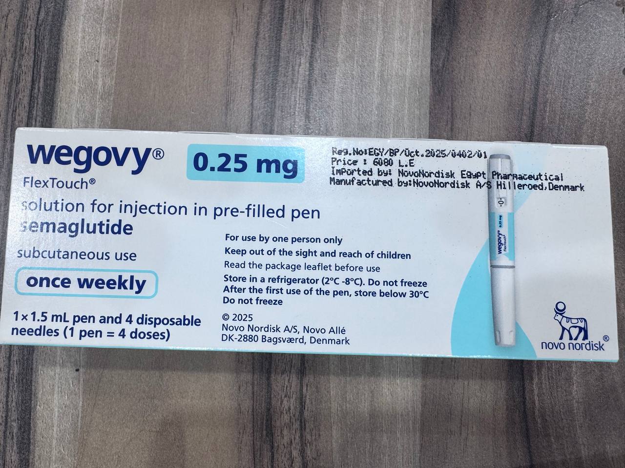 Wegovy (semaglutide). Вегові (семаглутид) 0,25 мг. Попередньо заповнена ручка для схуднення. 4 дози. Pre-filled pen for weight loss