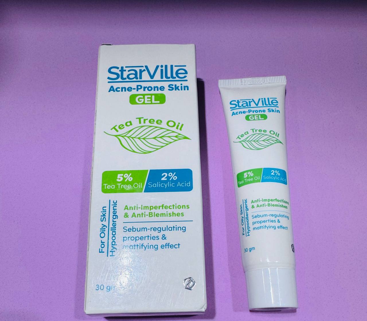 StarVille. Гель для шкіри, схильної до прищів. Олія чайного дерева. 30г. Acne Prone Skin Gel. Tea Tree Oil