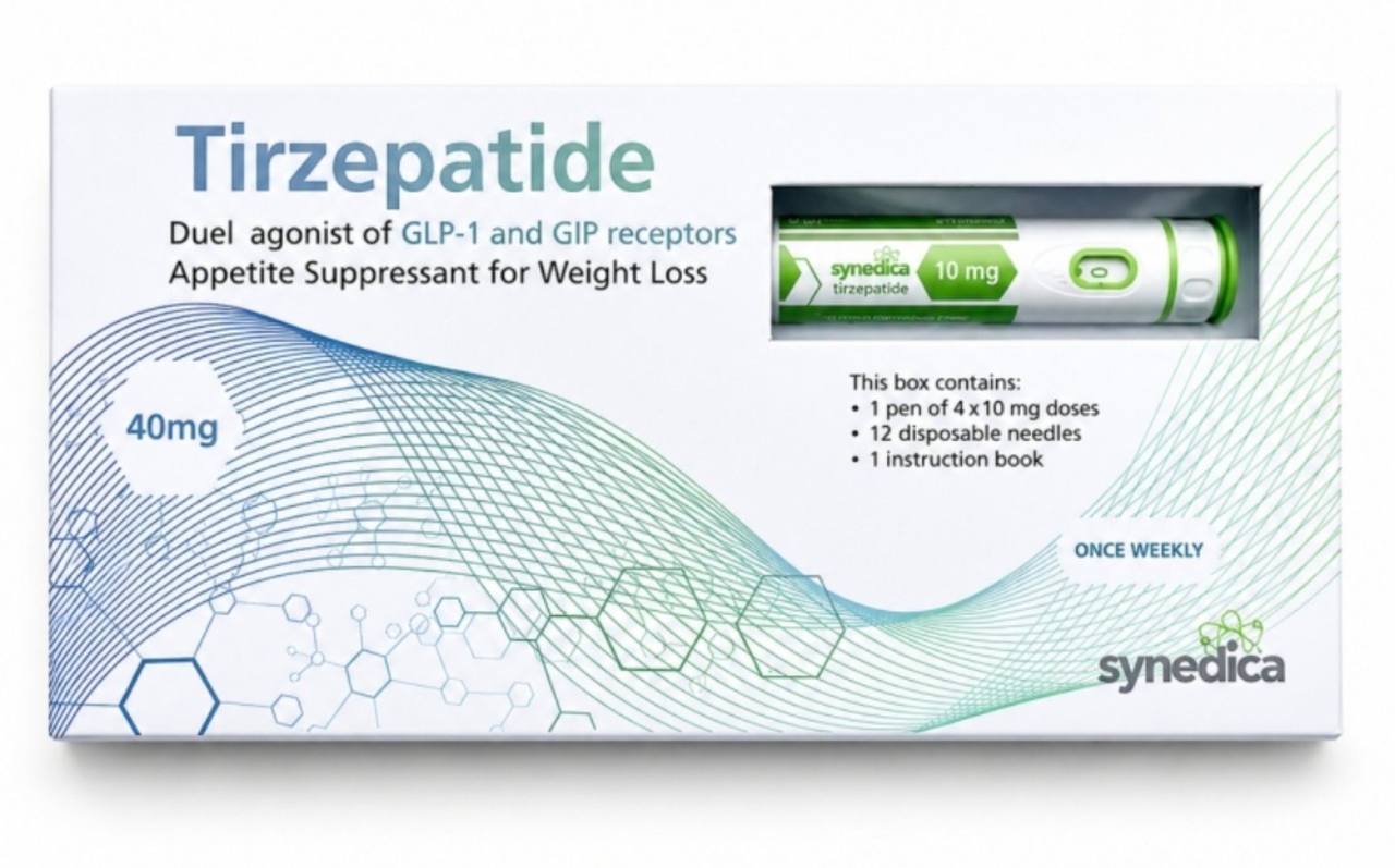 Synedica. Tirzepatide. Тірзепатид. Пригнічувач апетиту для схуднення. 40мг. Appetite suppressant for weight loss